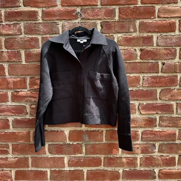 VINCE $345 Cotton Blend Chore Jacket BLACK womens S NEW - Picture 2 of 5